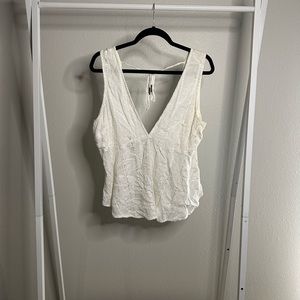 Free People Twist and Shell Ivory Embroidered Top - Large